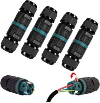 OEM Paquete De 4 Conectores El&eacute;ctricos Impermeables Ip68 - Conector De 3 Pines Para Cables De 5 A 12 Mm De Di&aacute;metro, Caja De Conexiones Para Exteriores, I