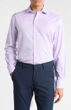 Brooks Brothers Regular Fit Herringbone Non-Iron Cotton Dress Shirt in Viola at Nordstrom Rack, Size 14.5 - 32/33