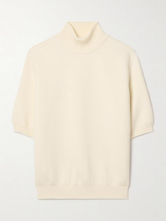 Khaite Pullover A Collo Alto In Misto Lana Marco - Avorio