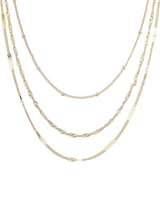 Adornia Adornia 14K Plated 3-Chain Necklace Set