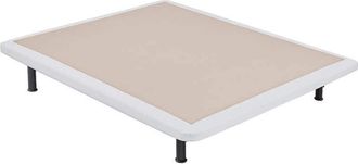 Colchones Aznar Base Tapizada Poli-piel Reforzada 5 Barras Transversales Blanco - 160x182 Cm (2 De 80x182)