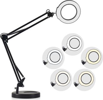 OEM L&aacute;mpara De Mesa Flexible Con Clip, Lupa De 5 Aumentos, Brazo Giratorio, Led Regulable, L&aacute;mpara De Escritorio, 5 Modos De Color Y Niveles De Brillo, Pa