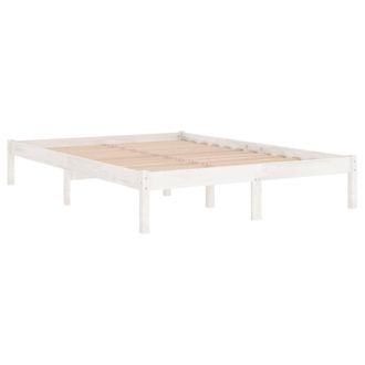 Berkfield Home Modern Bed Frame White Solid Wood 135x190 cm Double