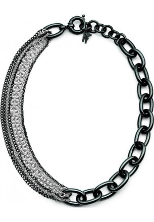 Folli Follie Womens 1N14T069KA Ladies Necklace - Black Stainless Steel - One Size