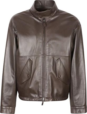 Emporio Armani Jassen, Heren, Bruin, XL, Leer, Blouson Jas