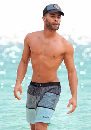 Bench Badeshorts BENCH. Mac, Herren, Gr. XXL (58/60), N-Gr, blau (schwarz, blau, hellblau), Microfaser, Polyester, bedruckt, Badehosen Badeshorts, im trendi
