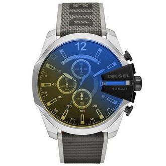 Diesel DZ4523 MEGA CHIEF Chrono Oversize 54mm Leather Black Gray Mens Wristwatch - Black/Dark Grey - One Size
