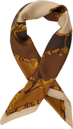 Gucci Womens Square Silk Scarf, Brown Scarfs