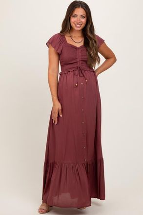 Pinkblush Smocked Top Woven Maxi Dress in Burgundy at Nordstrom, Size Medium