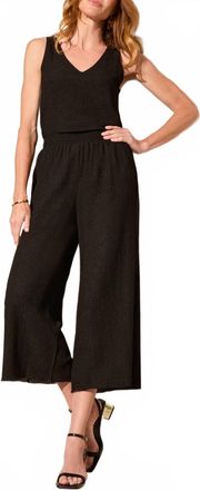 Tribal Pull On Flowy Wide Crop Pants In Black