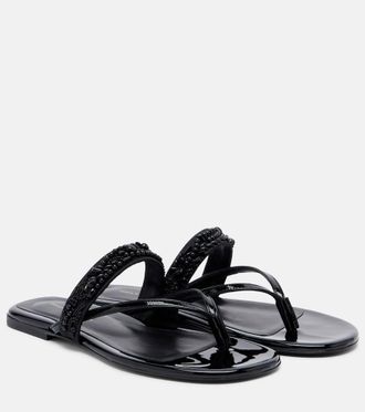 Dries Van Noten Embellished patent leather thong sandals