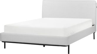 Beliani Cama Con Somier Con Cabecero Moderna Tapizado De Tela De Poli&eacute;ster Gris 140 X 200 Cm Corio