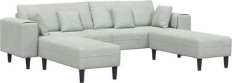 vidaXL Vidaxl - Velvet Sofa with Cushion 3 pcs Light Grey 208 cm Velvet