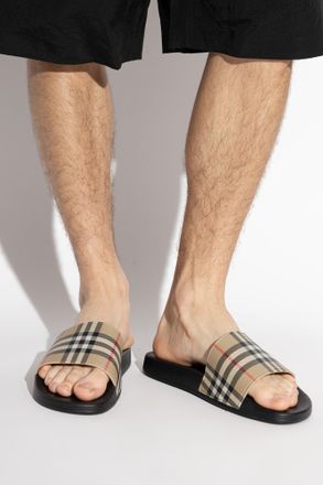 Burberry Furley Slides, Mens, Beige