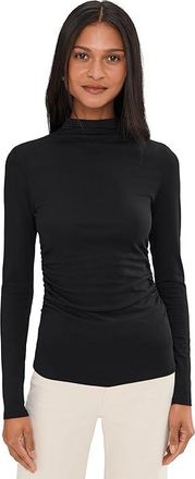 Madewell Long Sleeve Hazel Mockneck Side Cinch Womens Clothing Jet Black : LG (Womens 10-12), Cotton/Modal/Spandex