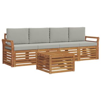 vidaXL Conjunto De Sof&aacute;s De Exterior 5 Pcs Gris Natural Y Claro Vidaxl