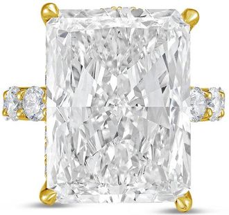 Diana M. Jewels 18kt yellow gold 12ct lab grown Radiant Diamond Ring with Pav&eacute; Round Band
