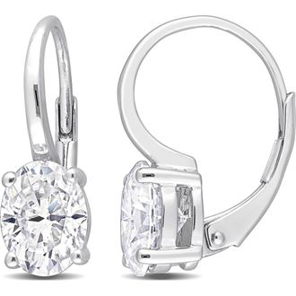 Delmar Oval Created Moissanite Lever Back Earrings in White at Nordstrom Rack