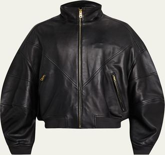 Willy Chavarria Mens Ruff Rider Leather Jacket
