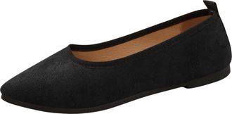 Generic Black Elegant Womens Slip-On Flats with Pointed Toe Design, Comfortable Breathable Upper, Easy Wear Everyday Flat Shoes for Spring and Summer