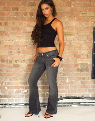 Juicy Couture jeans a zampa a vita bassa con strass nero