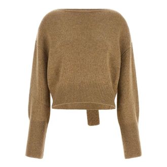 Ermanno Scervino Jersey de Cachemira Pura con Detalle de Lazo en la Espalda - Knitwear - Mujer - Beige - S