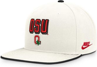 Nike Ohio State Legacy Letter & Mascot Pro Nike Mens Dri-FIT College Adjustable Hat in White | NC12422MOBV-207