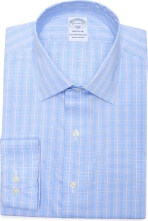 Brooks Brothers Regular Fit Check Button-Down Shirt in Blueglen at Nordstrom Rack, Size 17.5 - 36