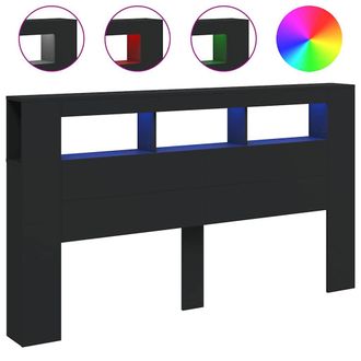 vidaXL Cabecero Con Led Madera De Ingenier&iacute;a Negro 180x18,5x103,5 Cm Vidaxl
