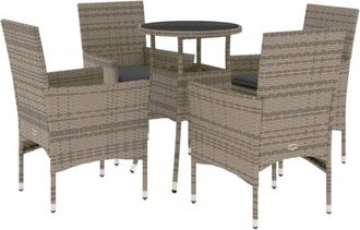 vidaXL Set Comedor Jard&iacute;n 5 Pzas Y Cojines Rat&aacute;n Sint&eacute;tico Vidrio Gris Vidaxl