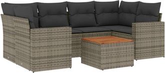 vidaXL Vidaxl - Set De Sof&aacute;s De Jard&iacute;n 7 Piezas Con Cojines Rat&aacute;n Pe Gris