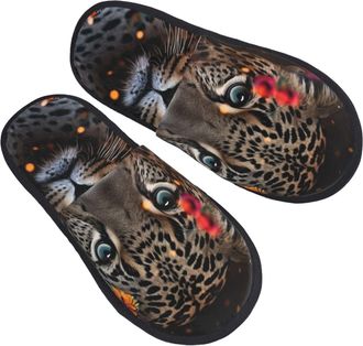 Generic Shoes Leopard And Butterfly Reusable Slippers With Mute Sole Sliders For Home Big Kid Adult L