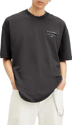 AllSaints Redact Short Sleeve Crew Mens T Shirt Washed Black : MD, Cotton