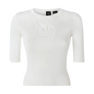 Pinko Pinko, Truien & Vesten, Dames, Wit, L, Katoen, Transparent Logo Truien