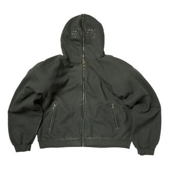 Thug Club Bulk Shoulder Gladiator Zip-Up Hoodie Charcoal TC26SS0601