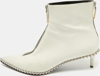 Alexander Wang White Leather Eri Studded Ankle Length Boots