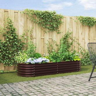 Berkfield Home Garden Raised Bed Brown 240x80x44 cm Galvanized Steel | Size: 240 x 80 x 44 cm