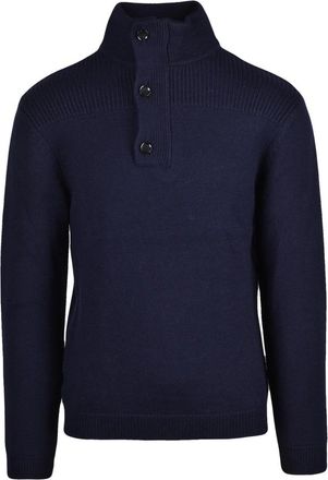 Daniele Fiesoli Trui met coltrui en knopen - Heren - Coltruien - Blauw - XL - Wol - Truien & Vesten