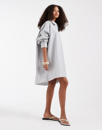 & Other Stories Vestito camicia in cotone grigio a righe
