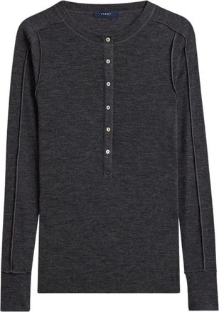 SOEUR Laos Buttoned Sweater - Dames - Longsleeves - Grijs - 2XS - Wol - Tops