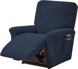 OEM Funda El&aacute;stica Para Sill&oacute;n Reclinable, Tejido Jacquard De Cuadros Peque&ntilde;os, Apta Para Sillones Reclinables Est&aacute;ndar/extragrandes, Azul Marino