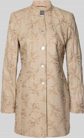 White Label Slim Fit Longblazer aus Leinen mit Stehkragen in Cognac, Gr&ouml;&szlig;e 34