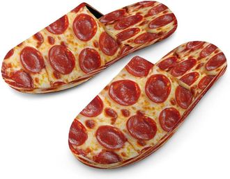 Generic Pizza Mens Cotton Slippers Memory Foam Comfort House Shoes Winter Indoor Slipper for Hotel Casa Spa