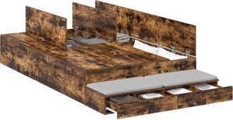 vidaXL Cama Con Almacenamiento Con Caj&oacute;n Roble Ahumado 120 Cm Vidaxl