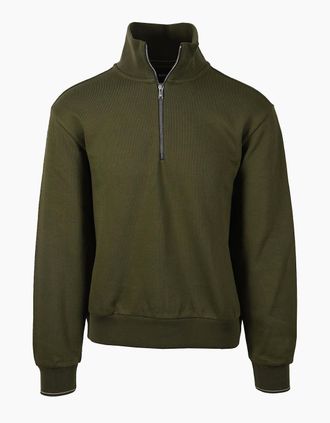 HUGO BOSS Mens BOSS BLACK SEIDLER 55 HALF ZIP SWEATSHIRT GREEN - Size: 40