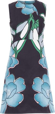 Marni cotton linen large flower print shift dress