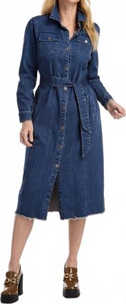 FDJ Denim Midi Dress With Belt In Medium Wash
