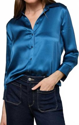 L'agence Dani 3/4 Sleeve Blouse In Stone Blue