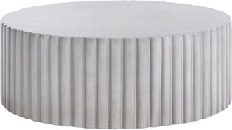 Beliani Mesa De Centro Mgo Fibra De Vidrio Tapa Redonda Resistente A Uv Manchas &Oacute;xido Agua Viento Moderno Gris Pozza