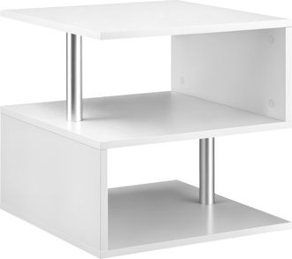 OEM Mesita Auxiliar Mesa Auxiliar Peque&ntilde;a Mesa Para Sof&aacute; De Forma S Con Compartimento Abierto Moderno 50x50x50 Cm Blanco